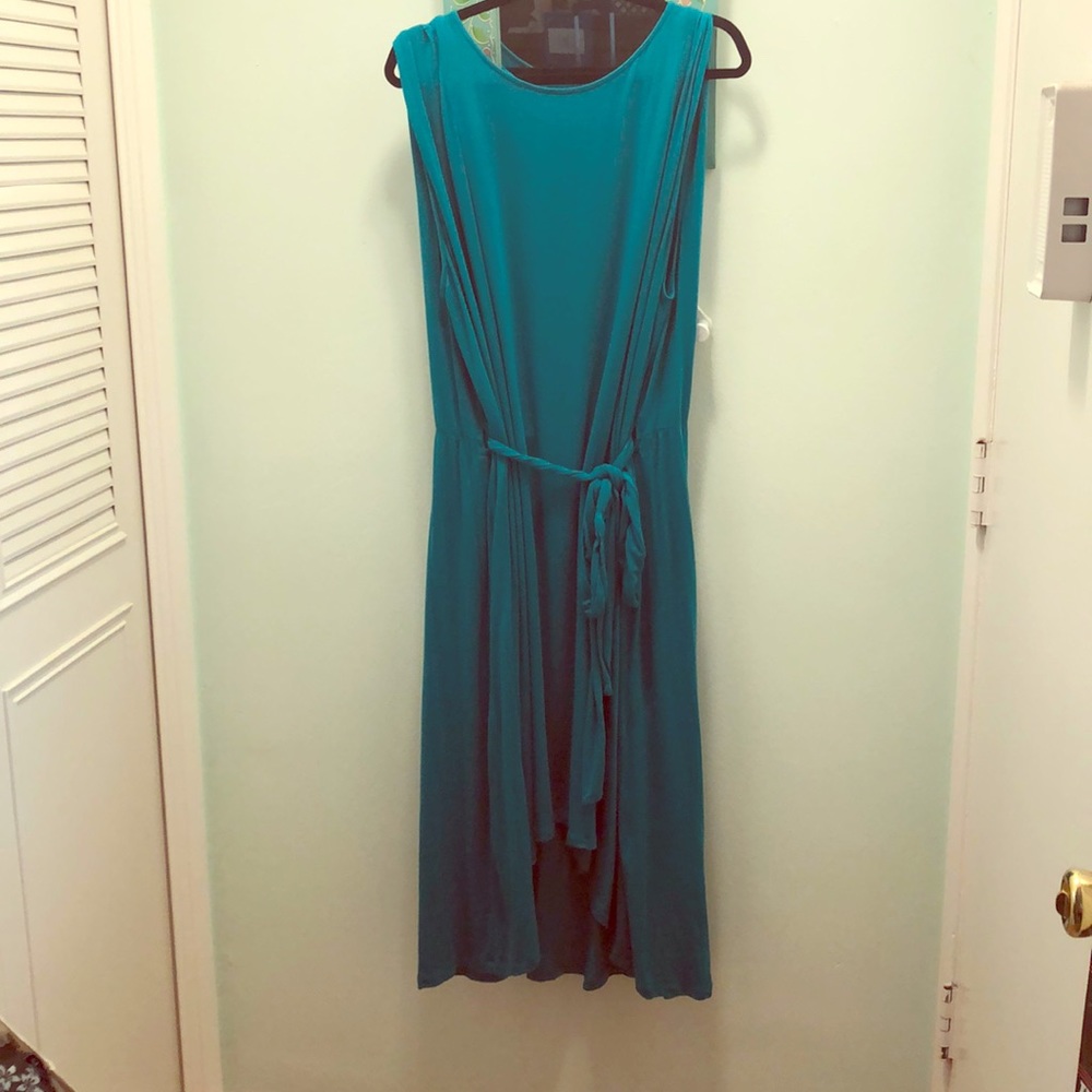 Ava & Viv 2X Hi-Lo Teal Tie Dress